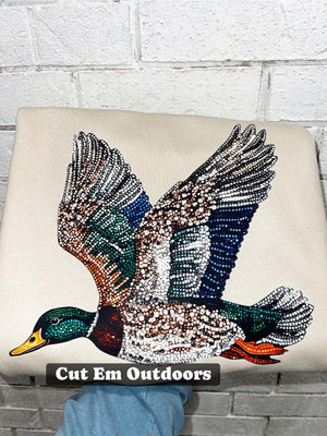Faux Rhinestone Mallard Crewneck